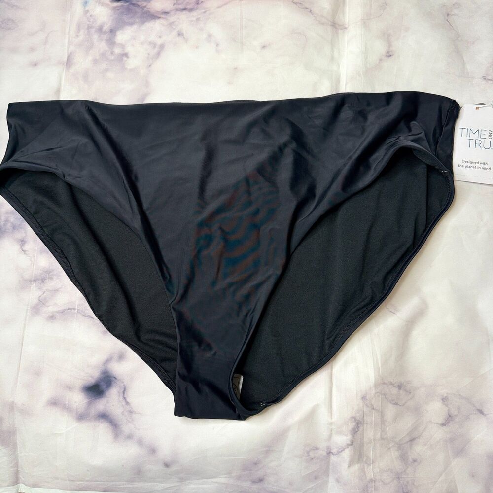 Time and Tru Women's Mid Rise Black Bikini Bottoms 3X